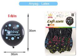 Ante Europe kft Lufi csomag fekete Boldog születésnapot felirattal 30cm 6db (5999048888631)