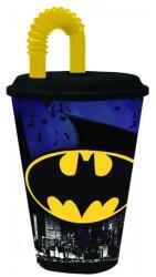 Batman Bat Signal szívószálas pohár, műanyag 430 ml (STF85540) - ajandekplaza