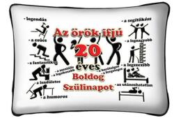 Neves Ajándék Díszpárna Örök ifjú 20 Boldog Születésnapot (P046)