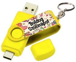 Nevesajándék Vicces Pendrive 16 GB sárga Boldog Szülinapot (PE035)