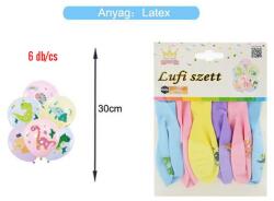 Ante Europe kft Lufi csomag vegyes dínó mintával, 30cm, színes, 6db (5999048888594)