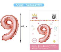 Ante Europe kft Fólia lufi szám - 9 rosegold, 80cm (5999048896476)