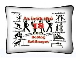 Neves Ajándék Díszpárna Örök ifjú 18 Boldog Születésnapot (P045)