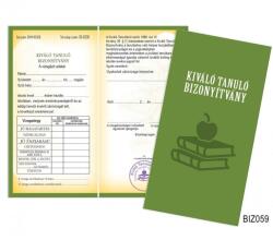 Nevesajándék Bizonyítvány Kiváló Tanuló Bizonyítvány Ajándék Diákoknak (BIZ059)