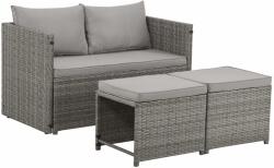 Juskys Jamaica 2 az 1-ben kerti rattan készlet - szürke (200207)