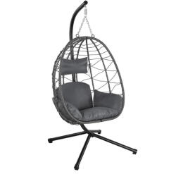 Juskys Aria rattan függőfotel - sötétszürke (51442)