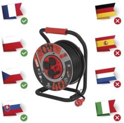 EMOS Cablu prelungitor exterior pe tambur 40 m / 4 prize / negru / cauciuc-neopren / 230V / 2, 5 mm2