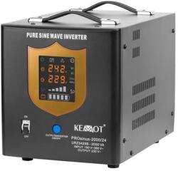 KEMOT Uninterruptible power supply KEMOT PROsinus-2000/24 converter with pure sine wave and charging function 24V 230V 2000VA/1400W - black color (URZ3428B)