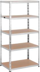 MSW Nagy teherbírású polc - 90 x 60 x 180 cm - 5 x 175 kg - Szürke (MSW-STSH-36)