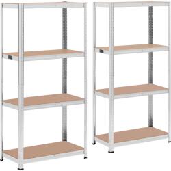MSW Nagy teherbírású polc - 80 x 40 x 160 cm - 4 x 80 kg - Szürke - 2 db (MSW-STSH-26)
