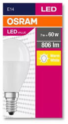 OSRAM LED izzó, E14, kisgömb, P48, 8W, 806lm, 2700K (MF), OSRAM Value (OLEDE1407) - officemarket