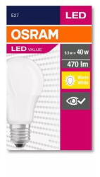 OSRAM LED izzó, E27, gömb, A60, 5W, 470lm, 2700K (MF), OSRAM Value (OLEDE2702) (OLEDE2702)