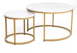 Signal Dion Luxus Márvány Dohányzóasztal Szett Laminált Fehér-Arany (DIONBMAZL)