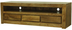 Art-Pol Bombay keleties stílusú tömör mangófa világosbarna 3 fiókos TV asztal 55x170x45cm (96484)
