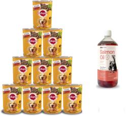 PEDIGREE Pedigree Nedvestáp felnőtt kutyáknak marhahúsos zselés konzerv 12x400g + LAB V lazacolaj kutyáknak és macskáknak 1000ml
