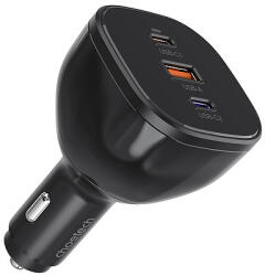 Choetech TC0024 autós töltő 160W 2x USB-C PD 3.1 1x USB-A - fekete