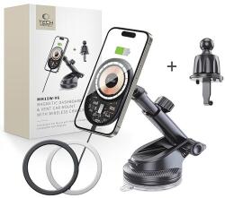 Tech-Protect MM15W-V6 15 W autós töltő tartó MagSafe-el a műszerfalhoz és légtelenítőhöz - fekete