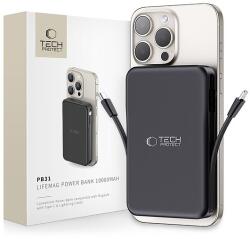 Tech-Protect LifeMag PB31 Power Bank MagSafe 10000mAh 15W USB-C / USB-A / Beépített USB-C / Lightning kábelek - fekete