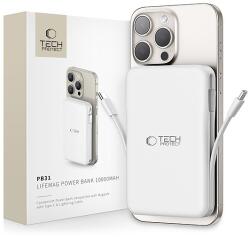 Tech-Protect LifeMag PB31 Power Bank MagSafe 10000mAh 15W USB-C / USB-A / Beépített USB-C / Lightning kábelek - fehér