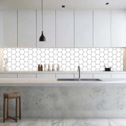 Wallplex Konyhai hátfal Wallplex falburkoló Fehér Hexagon 60x240cm (WPLUS-0010-240)
