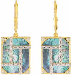  Arannyal Bevont Ezüst Fülbevaló Paua Kagylóval és Fehér Topázzal, PCY10912