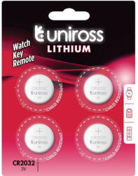 Uniross CR2032 3V lítium gombelem, 4 db/bliszter (U4CR2032)