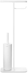 Brabantia MindSet WC-inas - WC-papír tartó állvány polccal, sörtés fejű WC-kefével, acél, szikrázó fehér ásványi textúra - 303883 (BR303883)