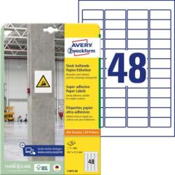 Avery Zweckform Univerzális címkék 45, 7x21, 2 mm Avery A4, erős ragasztóval, 20 lap