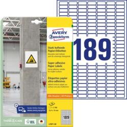 Avery Zweckform Univerzális címkék 25, 4x10 mm Avery A4, erős ragasztóval, 20 lap