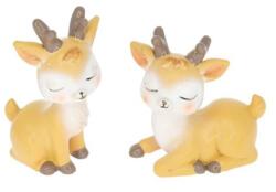  Dekoráció szarvas ülő, fekvő poly 6x4, 2x7, 3cm barna, fehér 2db/csomag (LR23B-5209)