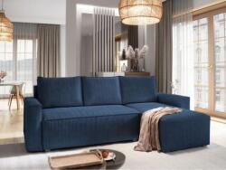  Canapea colt extensibila SMART COSARO albastru inchis, cu colt bilateral + 2 perne CADOU