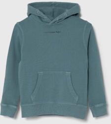 Pepe Jeans gyerek melegítőfelső pamutból NEW DAVIDE HOODIE nyomott mintás, kapucnis - kék 128
