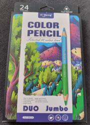 Yalong Stationery színes ceruzakészlet, háromszögletű, 12 darabos, kétvégű