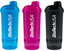 BioTechUSA Shaker Wave+ Compact 500 ml + 150 ml, átlátszó narancssárga "Don´t Be The Limit