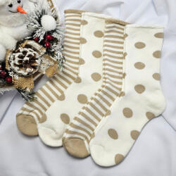  Női VASTAG gumi nélküli zokni 4 pár/cs csíkos pöttyös 79161