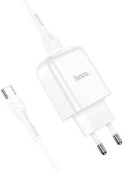hoco. N2 hálózati töltőszett USB adapter 2.1A + Type C kábel 1m (fehér)