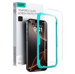 ESR képernyővédő üveg (2.5D, 0.33mm, 9H + segédkeret) FEKETE Apple iPhone 16 Pro (GP-164282)