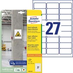 Avery-Zweckform Etichete universale 63, 5x29, 6mm Avery A4, adeziv puternic 20 coli