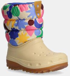 Crocs gyerek hótaposó CLASSIC NEO PUFF GEO SHAPES BOOT bézs, 210411 - bézs 24/25