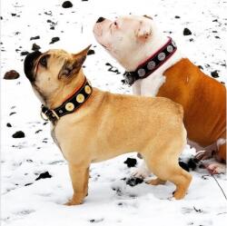 Bestia Zgarda Bijou, Piele Naturala, L: 42.5-50 cm, Negru-Roz / Boxer, Retriever