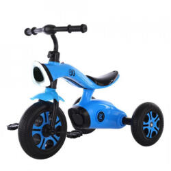 NOVOKIDS Tricicleta cu pedale NOVOKIDS Space Trike, Cu melodii si lumini, Max 30 kg, Roti din spuma cauciucata EVA, Cadru metalic, Model motocicleta, Albastru (NKSPCETRIKEBLUE)