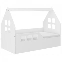 NOVOKIDS Pat tip casuta pentru copii NOVOKIDS Magic White House, 160x80 CM, Pal 18 mm, Margini anti-lovire, Protectie Laterala cu montare universala, Alb (NKWHTBED160X80)