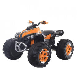 NOVOKIDS ATV Electric cu acumulator pentru copii NOVOKIDS Mountain Rider , Cu telecomanda, Faruri luminoase fata-spate, 3-8 ani , max 30 kg , 12V, Mp3/USB, 2 Viteze, Lungime 103 cm, 2 motoare, Portocaliu cu Ne