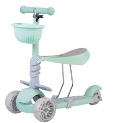 NOVOKIDS Tricicleta evolutiva 2 in 1 transformabila in trotineta NOVOKIDS BubbleGum , Max 40 kg, Roti din silicon cu LED, Maner de impins pentru parinti detasabil, Scaun detasabil , Cadru metalic, Turquoise (N