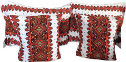 CASA GINO Set 4 fete de perna cu motive traditionale Casa Gino®, din bumbac 100%, 2X 48X65, 2X 40X40, model Traditional cu Rosu (SET4FPTRADRED) Lenjerie de pat