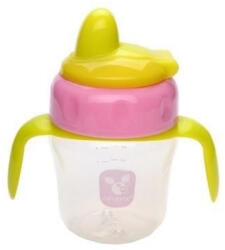 NOVOKIDS Biberon cescuta pentru copii cu maner detasabil si capac Cangaroo Sippy Cup PINK, 6 luni+, 150 ml, 5 masuri, pentru apa, lapte si ceai, Roz (BIBSPCUPPINK150)