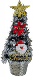 NOVOKIDS Brad artificial de Craciun NOVOKIDS Mini Christmas Tree, Pentru casa si birou, Cu decoratiuni si suport incluse, Coroana bogata, Inaltime 35 cm, Pom de Craciun, Ecologic, Verde cu varfuri ninse (NKMIN