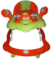 BabyCare Premergator Reglabil in 3 Trepte Baby Care Ratusca, Pliabil, 8 Roti, Cu Melodii, Portocaliu si Verde (PVRAT)