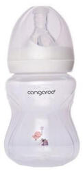 NOVOKIDS Biberon cu capac Cangaroo Birdy Pink, 0 luni+, 180 ml, 6 masuri, sistem anti colici, tetina lapte, Roz (NKBRDPINKBIB180)