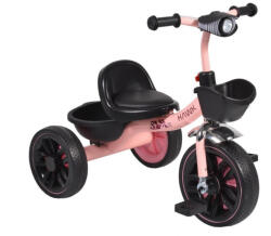 NOVOKIDS Tricicleta cu pedale NOVOKIDS Hawk Trike , Cu melodii si lumini, Doua cosulete pentru jucarii, Max 25 kg, Roti din cauciuc EVA, Cadru metalic, Far luminos, Roz (NKHWKTRIKEPINK)